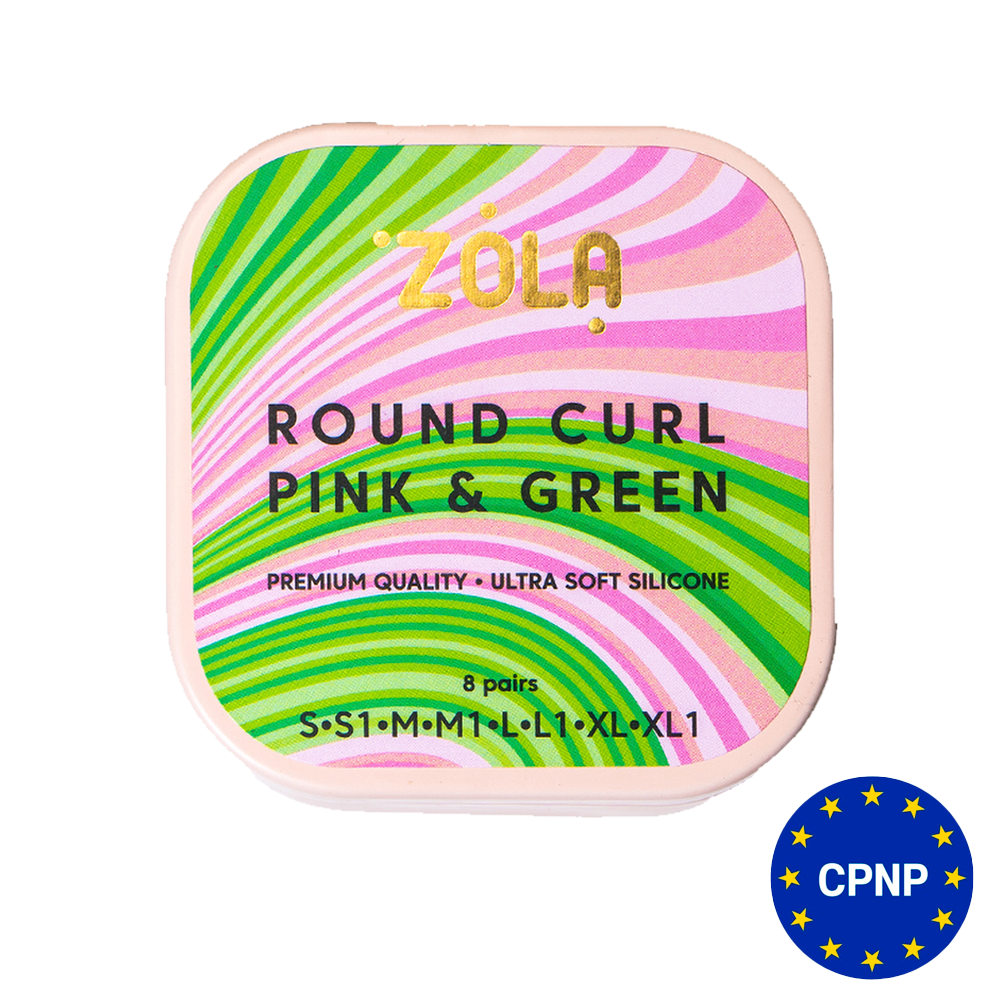ルルルン(pinkapril) ZOLA Валики для ламинирования Round Curl Pink & Green (S, S1, M