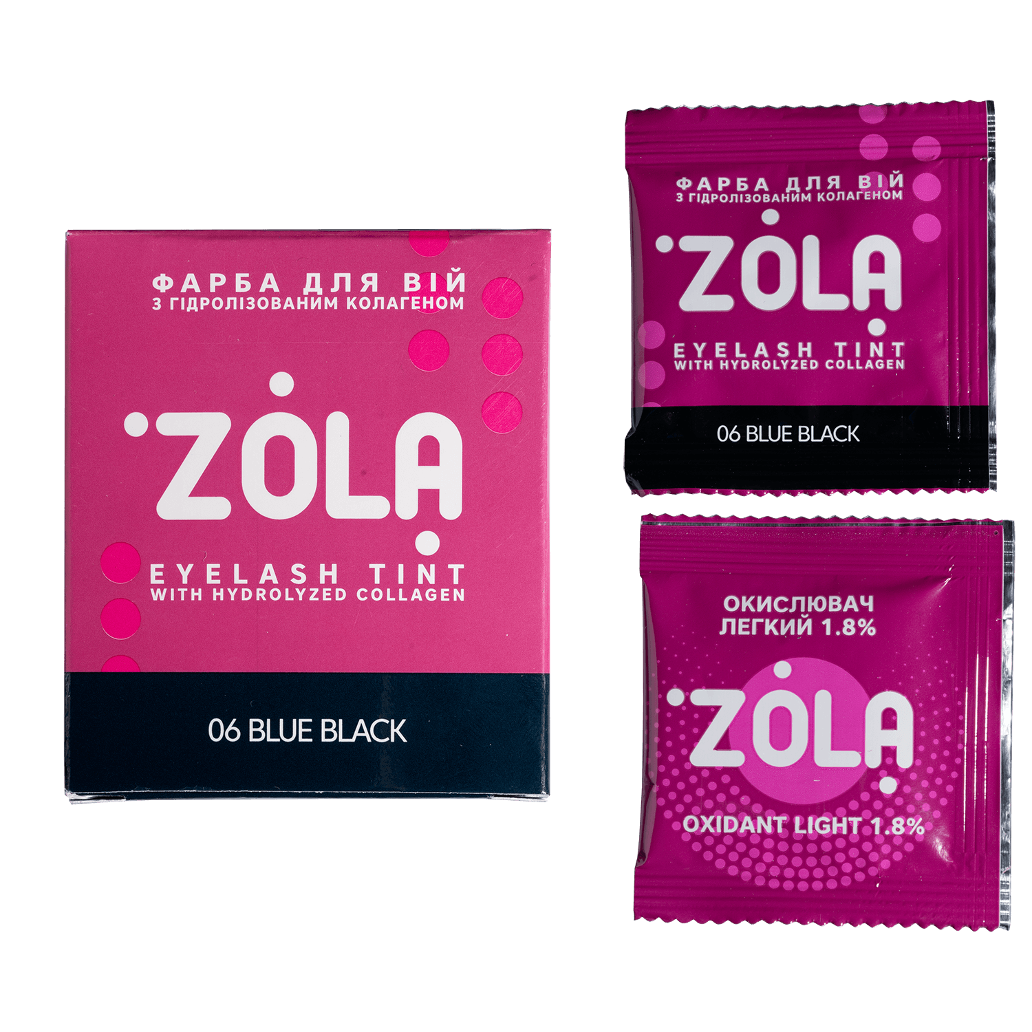 ZOLA КРАСКА ДЛЯ РЕСНИЦ В САШЕ С КОЛЛАГЕНОМ EYEBROW TINT WITH COLLAGEN 06 BLUE BLACK 5 МЛ.