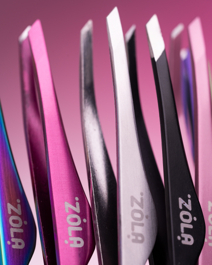 ZOLA Professional beveled tweezers for eyebrows BLACK - 4