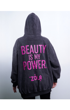 ZOLA Hoodie Beauty Is My Power Grey L