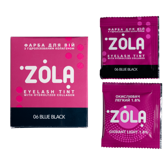 ZOLA Фарба для вій у саше з колагеном Eyebrow Tint With Collagen 06 Blue Black 5 мл. - 1