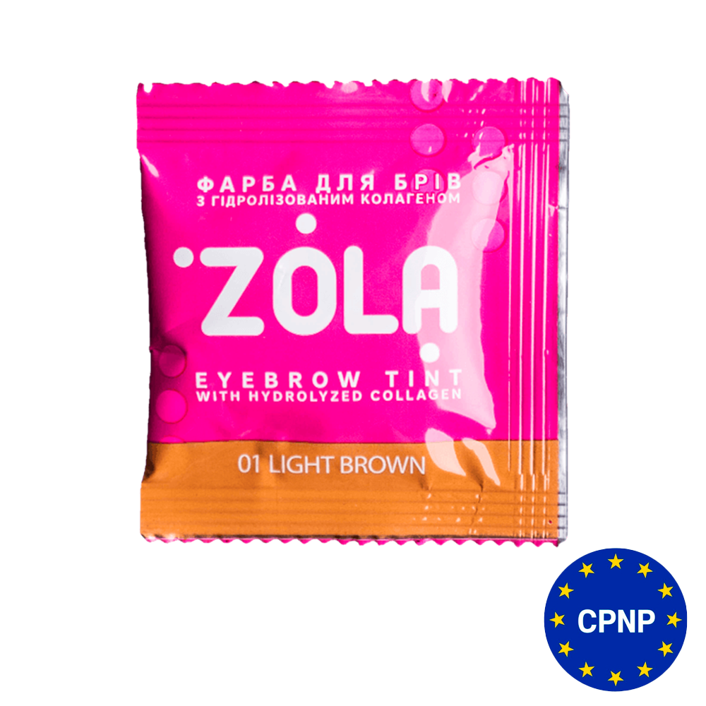 ZOLA КРАСКА ДЛЯ БРОВЕЙ В САШЕ С КОЛЛАГЕНОМ EYEBROW TINT WITH COLLAGEN 01 LIGHT BROWN 5 МЛ.