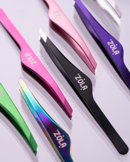 ZOLA Color Series Пінцет скошений професійний для брів SILVER - 3
