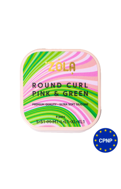 ZOLA Lamination Silicone Pads Round Curl Pink &amp; Green (S, S1, M, M1, L, L1, XL, XL1)