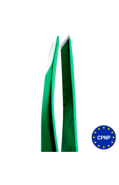 ZOLA Пинцет скошенный профессиональный для бровей GREEN