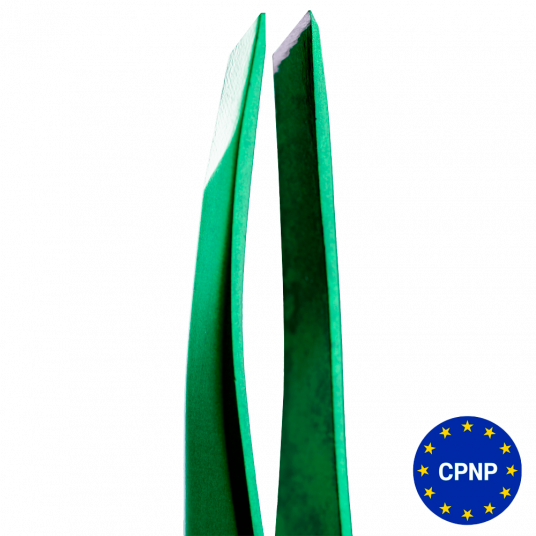 ZOLA Пинцет скошенный профессиональный для бровей GREEN - 1