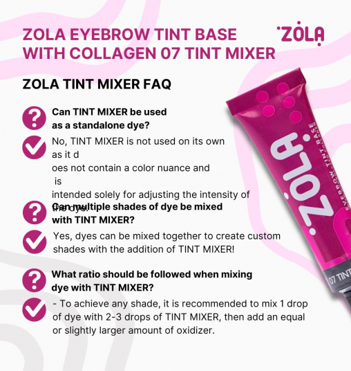 ZOLA Фарба для брів База Eyebrow Tint Base With Collagen 07 Tint Mixer 15 мл. - 6
