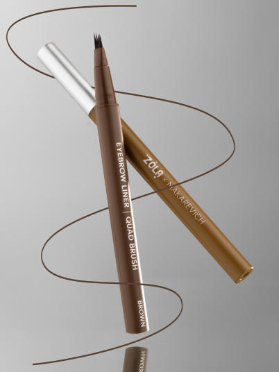 ZOLA x Makarevich Лайнер для брів з квадро-пензлем Brown - 4