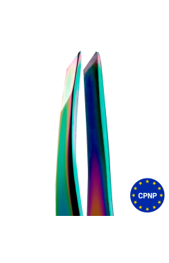 ZOLA Пинцет скошенный профессиональный для бровей RAINBOW