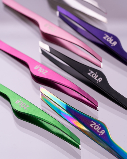 ZOLA Пінцет скошений професійний для брів PINK - 3