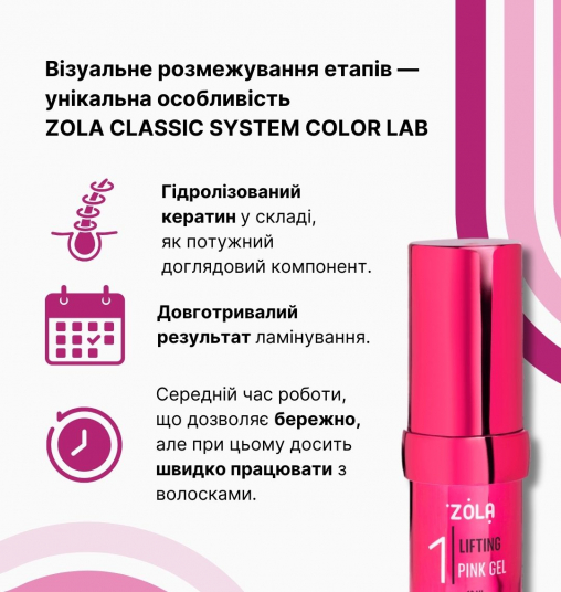 ZOLA Color Lab Состав для ламинирования 01 Lifting Pink Gel - 4