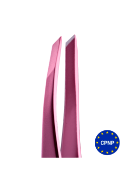 ZOLA Пинцет скошенный профессиональный для бровей LIGHT PINK